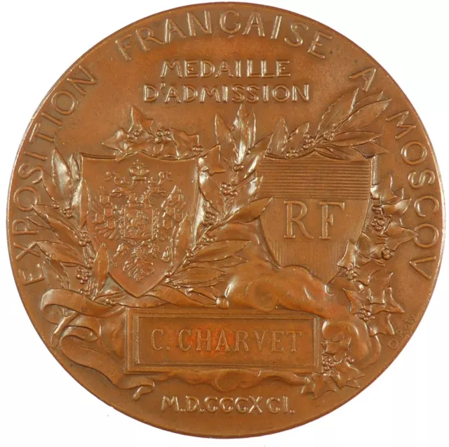 1890 FRENCH EXPOSITION IN RUSSIA by Roty bronze 63mm 2