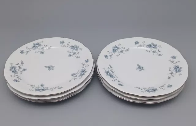 Set Of 6 Johann Haviland Blue Garland Platinum Trim Dessert Plates 6 "