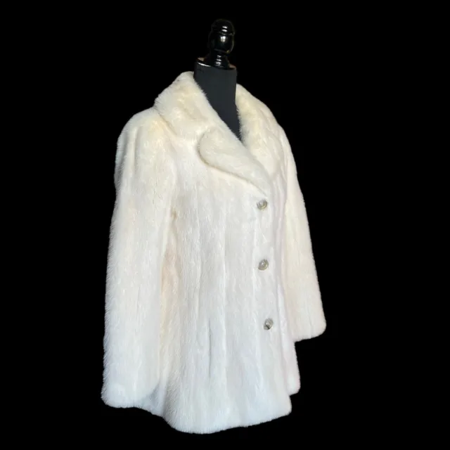 0-2 Women’s Snow White Tourmaline Mink Fur Teddy Blazer Jacket Real Fur Button