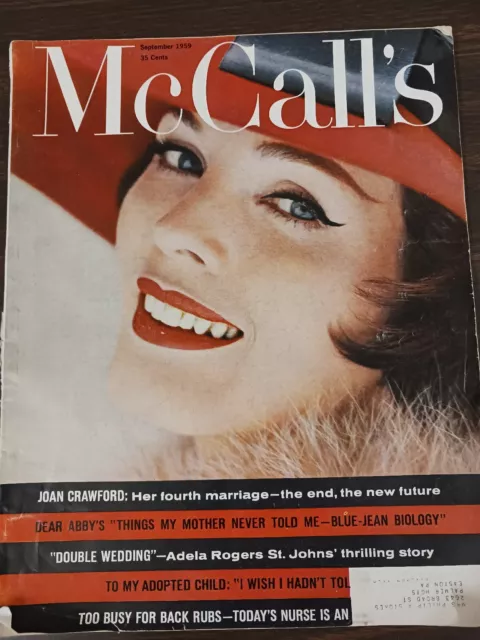 VINTAGE MCCALL’S MAGAZINE September 1959 Joan Crawford Fashion Fiction ...