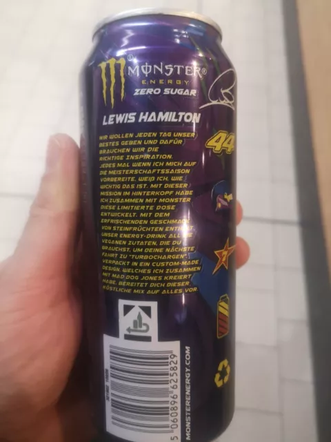 ENERGY DRINK, logo pegno Monster Lewis Hamilton zero zucchero sku 1022B pieno 2