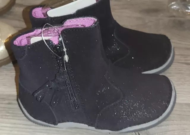 Baby Girl Stride Rite Infant Booties Comfortable Memory Foam Shoes Black Size 7