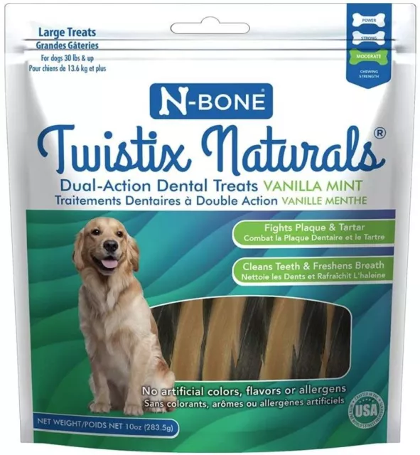 Golos dentales grandes de vainilla como nuevos N-Bone Twistix Naturals