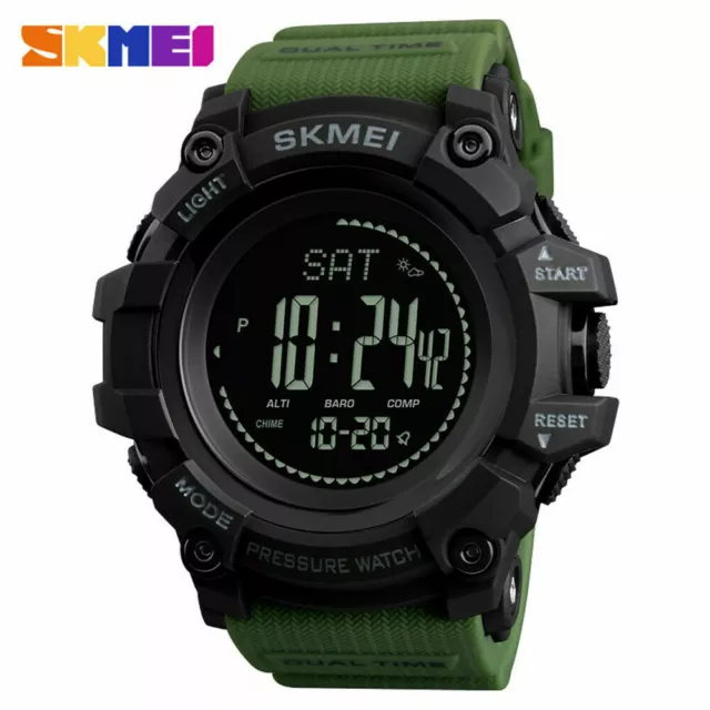 SKMEI Men Sport Watches with Pressure Compass Pedometer LED Digital Wristwatches