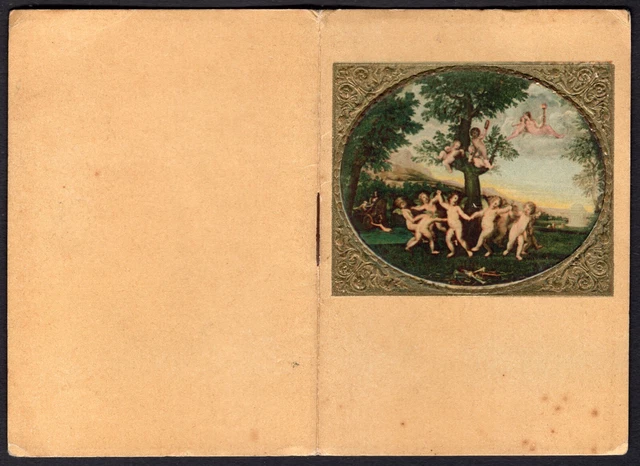 Calendario da barbiere Quadri famosi (Venezia, Bacio di Hayez, Pastorale) - 1925