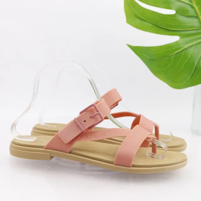 Crocs Women's TuIum Sandal Size 8 Thong Shoe Peach Pink Slide Flip Flop Beach