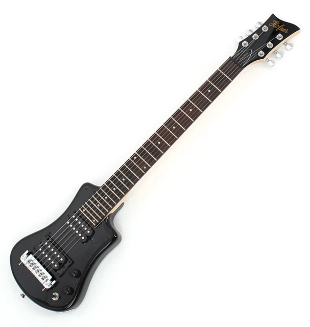 Höfner Shorty Deluxe BK Kompakte Humbucker E-Gitarre inkl. Gigbag & Gitarrengurt