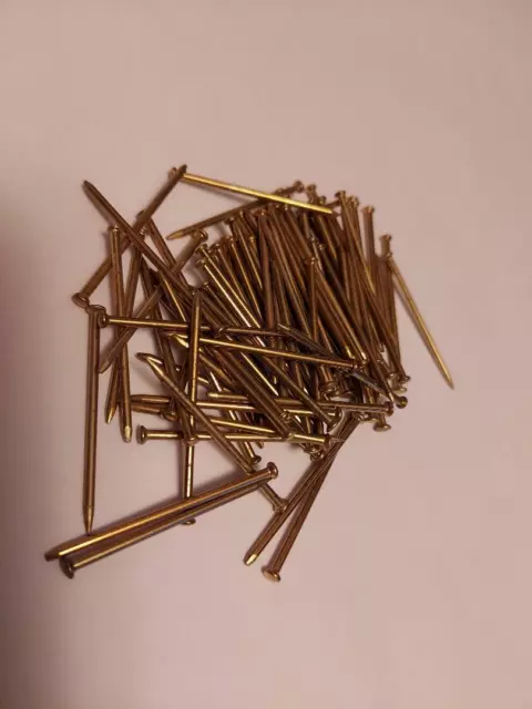 1-1/2" X .065" Brass Plated Steel Round Dome Head Escutcheon Pin Nails -100 Pcs