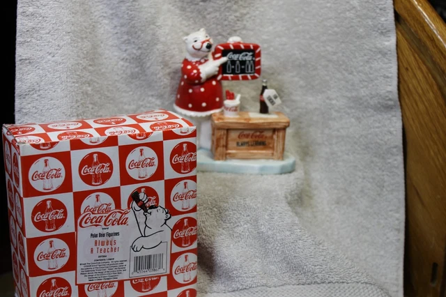 Vintage COCA COLA Polar Bear Figurine “Always A Teacher”#237264 dated 1996
