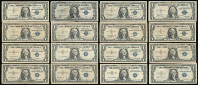 ⭐⭐Sixteen $1 Silver Certificate Star Notes⭐⭐ 1935 & 1957⭐⭐🔥No Reserve🔥