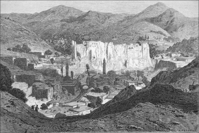 TURQUIE - Vue de BITLIS - Gravure du 19e siècle