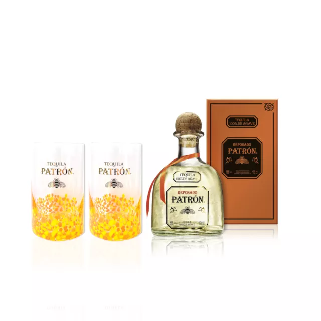 PATRON Paloma Set Reposado Tequila 0,7l 40% Vol. + 2 Gläser Weber-Agave Premium