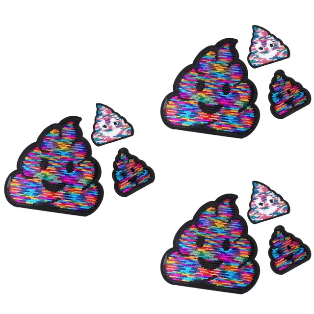 9 stücke sticker tuch aufkleber bunte poo förmige pailletten tuch aufkleber