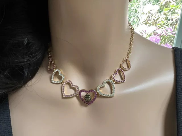 NWT Kurt Geiger London Crystal Heart Chain Necklace  Signature Eagle charm $148