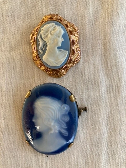 Broche Ancienne En Porcelaine De Limoges Et Métal Doré - Occasion Vintage