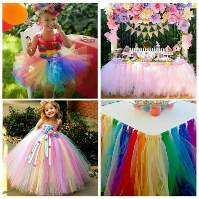5pcs Bundle Rainbow Glitter Tulle Fabric DIY Craft Skirt Packaging Party Decor 3