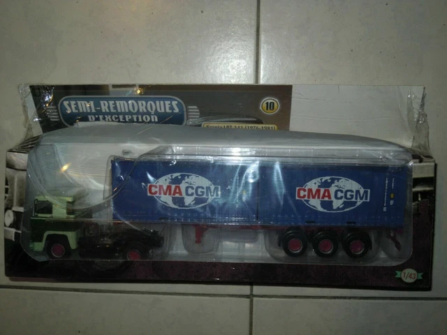 MINIATURE SEMI - Remorque Scania LBT 141 CMA CGM Containers Camion Altaya