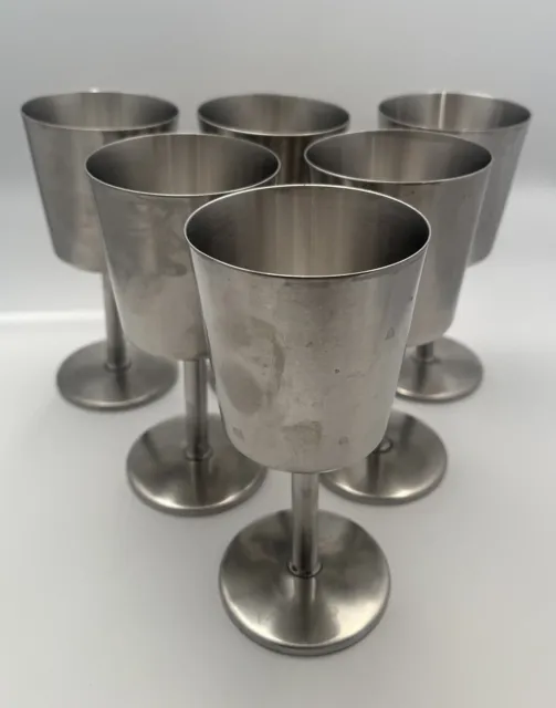 Vintage Old Hall set of 6 stainless steel tall Goblets Used