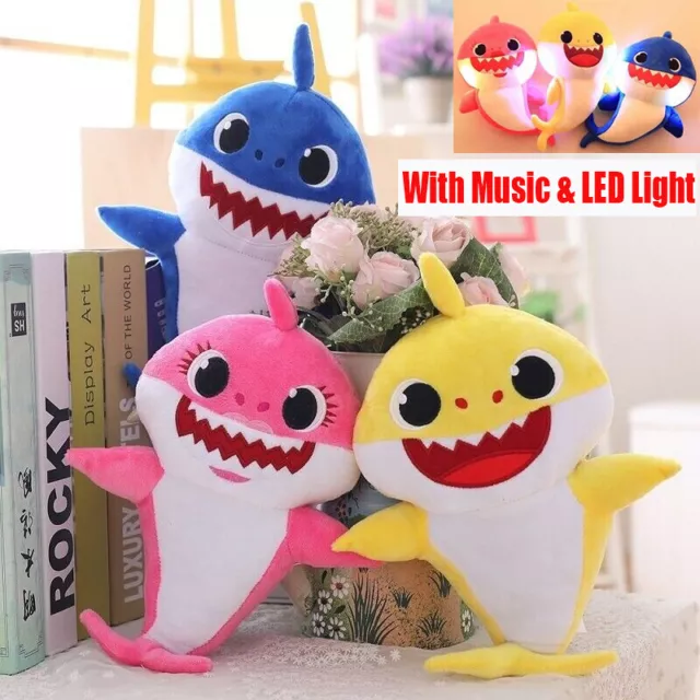 30CM Baby Shark Plush Stuffed Toy Can Sing Will Shine Baby-shark Doll Gifts Xmas