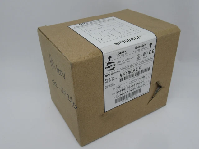 HPS Spartan SP100ACP Control Transformer 100VA 60Hz *Damaged Box* NEW