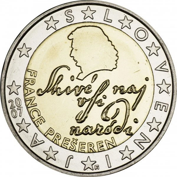 2 Euro Münze Slowenien 2007 France Preseren Wert MONETA 2 EURO - FRANCE PRESEREN 2007 - Slovenia EUR 750,00 - PicClick IT