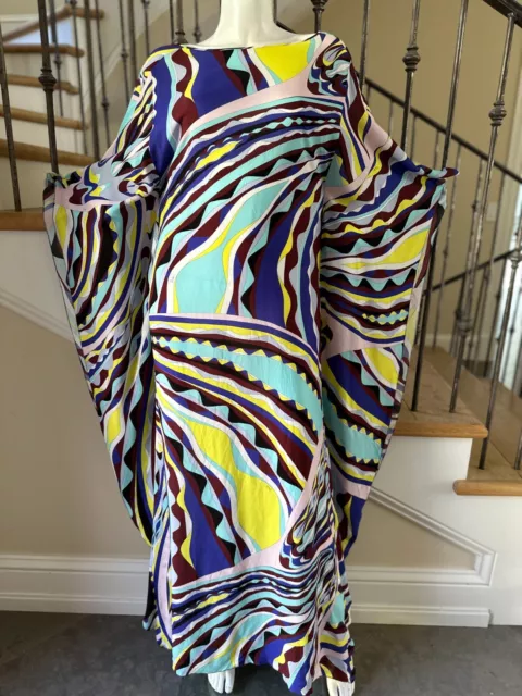 Emilio Pucci Colorful Vintage Caftan with Woven Chain Belt Size 12 2