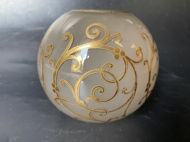 Globe De Lampe à Pétrole Ancien Baccarat Cristal - Tulipe Boule Fougère