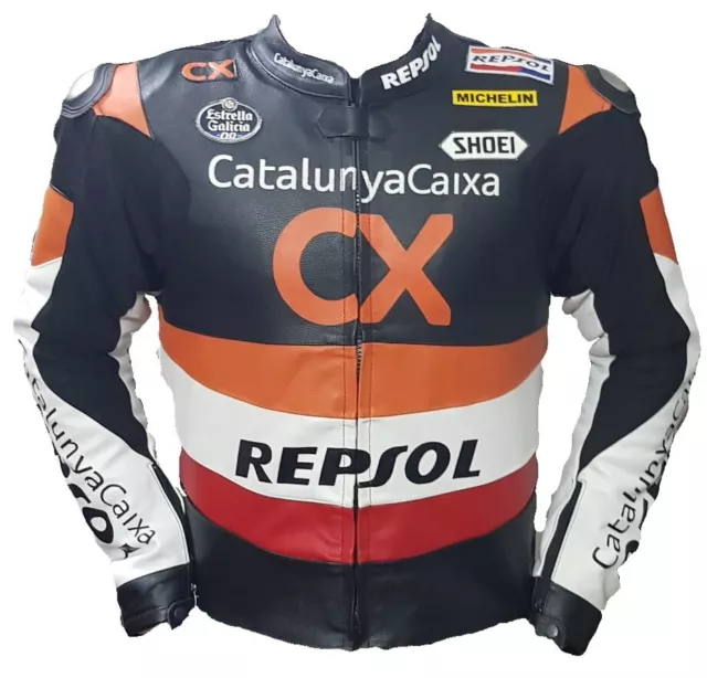 Honda Repsol Cx  Motorbike Leather Jacket in Cowhide / 5 Ce Approved Protections