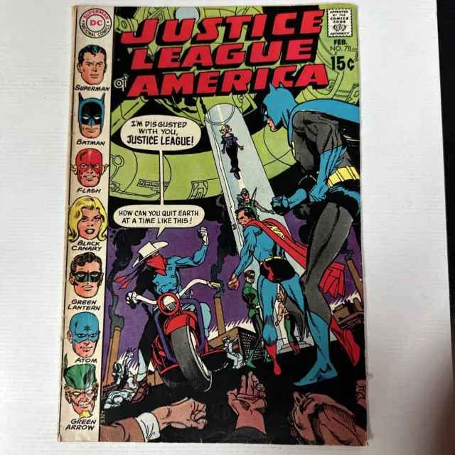 Justice League of America #78, DC 1970 Comic Book,