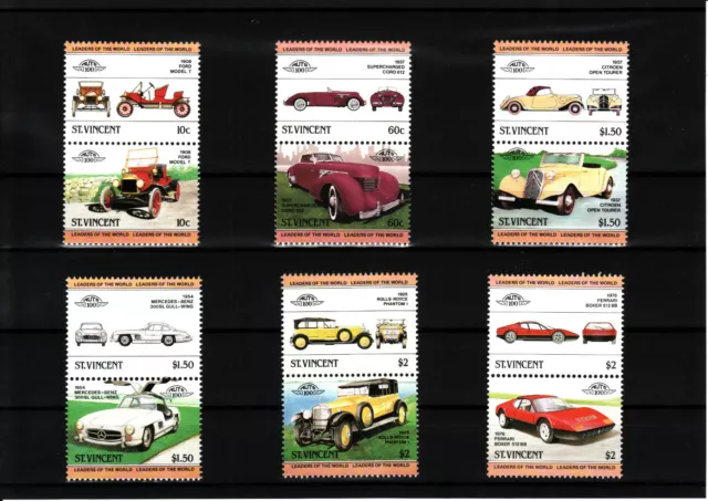 briefmarken 1908 Ford model T 1937 Chord 812 1954 Mercedes Benz 300 SL gullwing