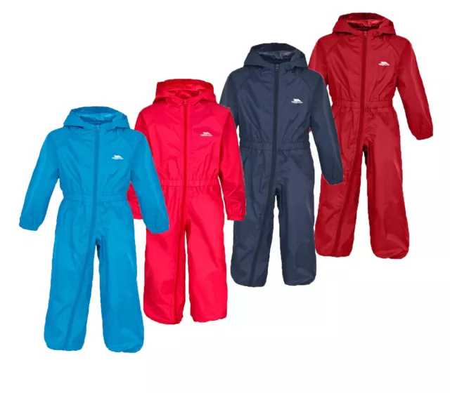 Trespass Boys Girls Button Rain Suit Waterproof All In One Kids Rainsuit Kids