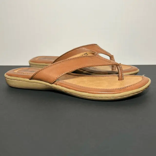 Womens BOC Born Concept Zita Tan Leather Flip Flop Sandals / Size 6 Medium