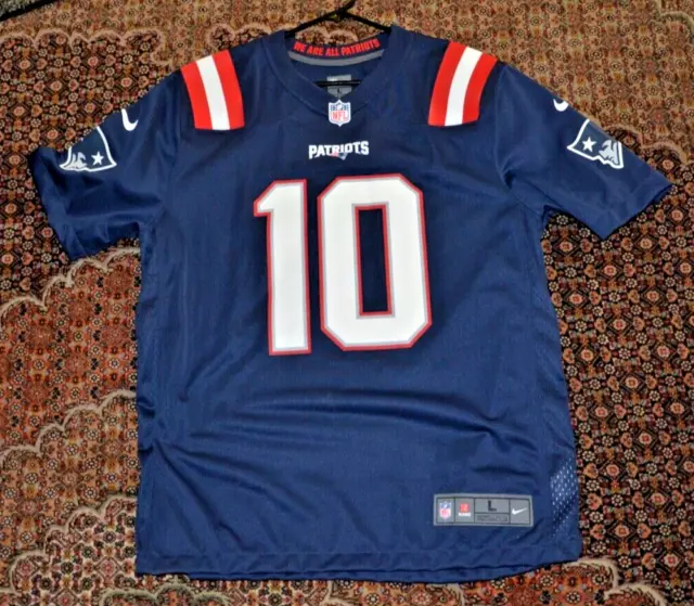 NIKE NEW ENGLAND Patriots Jersey Mens 44 Large Blue Jones 10