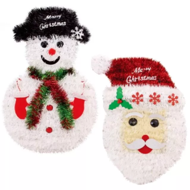 Santa or Snowman Tinsel Hanging Christmas Door Window Decoration