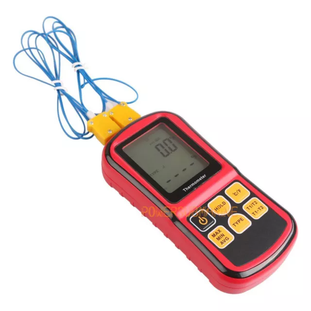 LCD Thermocouple Thermometer Measure J K T E N R Type 2 Channel GM1312 w/ cord