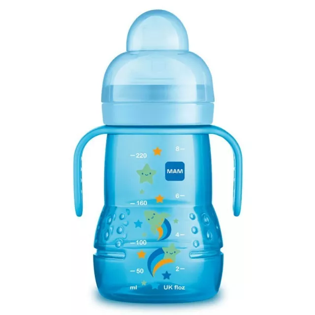 MAM Trainer+ Space Love- Baby bottle with silicone spout 220 ml color light blue