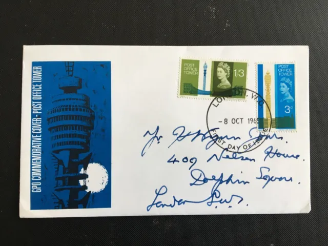 GB 1965 Post Office Tower FDC, GPO brand  London WC FDI postmark (PD103)