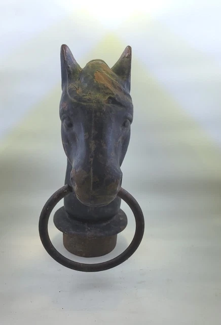 Old Antique Horse Head Hitching Post Fence Topper 1900’s Vintage 8+ Lbs Iron