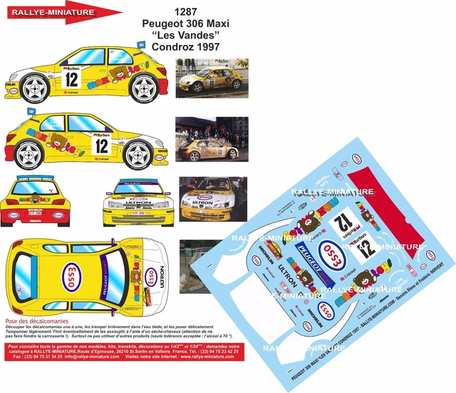 Autocollants Peugeot 306 Maxi Rally Aviles 1997 2 1:32 1:43 1:24 1:18
