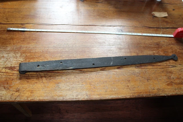 Antique Straight Hand Forged 25.5" Barn Door hinge, Strap Gate Black Cast Iron 10