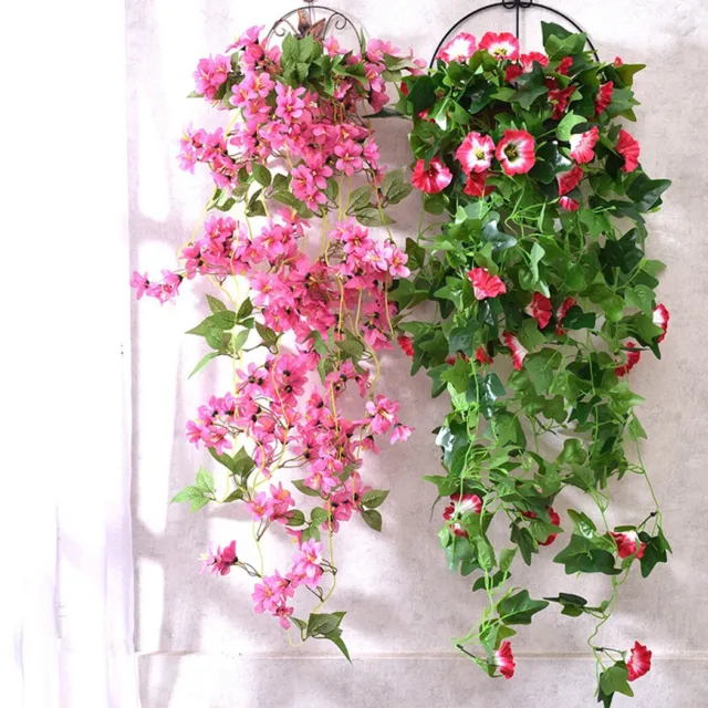 Kunstpflanzen Efeuranken Hänge Künstliche Blumen Balkon Garten Topf Deko DE DHL
