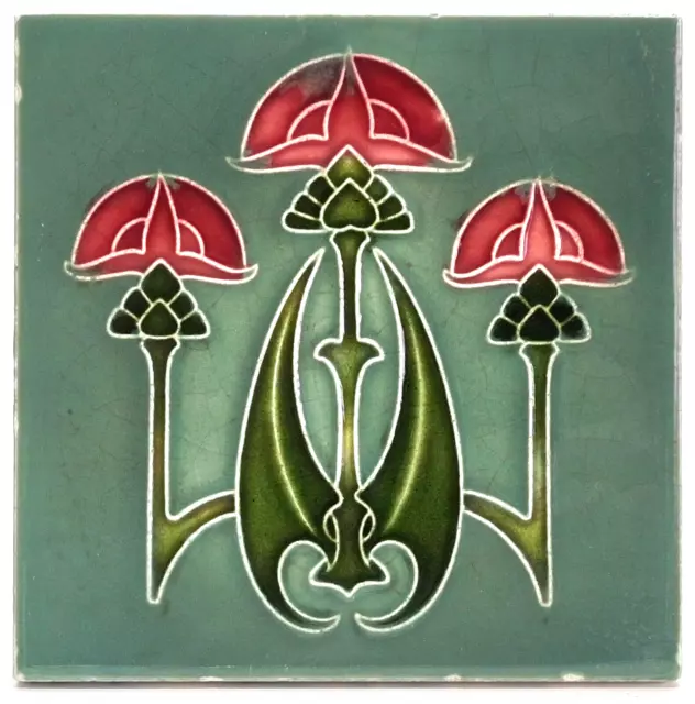 Antique Fireplace Tile Art Nouveau Gothic Design Rhodes Tile Co 1906 Ae1