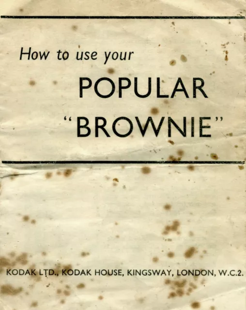Kodak Popular Brownie Box Camera Original Operating Instructions User Guide