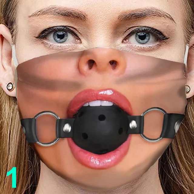 Unisex 3D Funny Face Printed Masks Windproof Adjustable Mouth Mask Halloween Ql