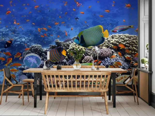 3D Underwater World Coral Fish Wallpaper Wall Murals Removable Wallpaper 75