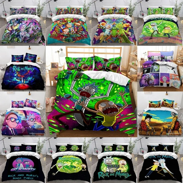 Rick Morty Doona Duvet Cover Bedding Set, Big Mat Carpet Floor Rug Bedroom Gift