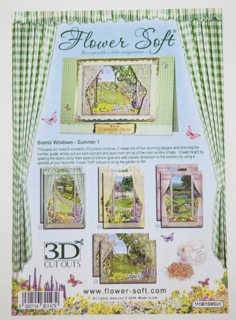 Flower Soft - Scenic Windows Summer 1 - 3D Decoupage Card Making Kit Card Topper