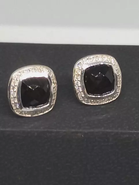 David Yurman Petite Albion Earrings With Black Onyx &Diamonds 3