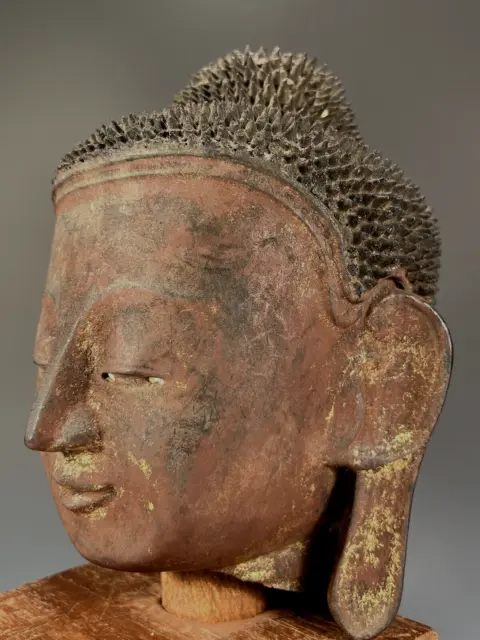 Burma Burmese Lacquer Shan Head of the Buddha Inlay Eyes ca. first Half 19th c.