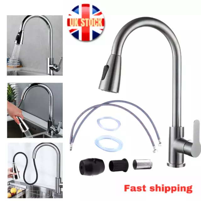 Kitchen Sink tap with Pull Out Spray 360° single swivel stainless steel Tap